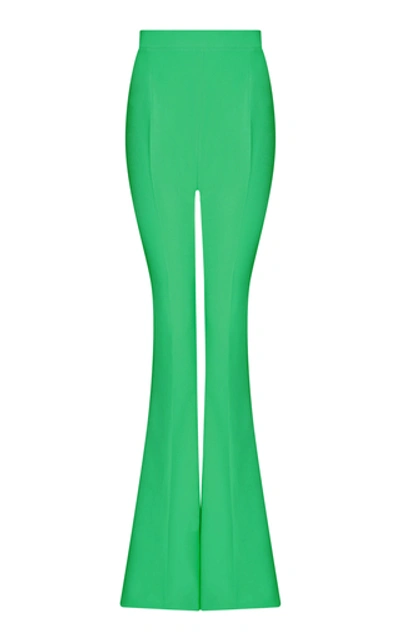 Safiyaa Halluana Stretch-crepe Flare-leg Trousers In Emerald