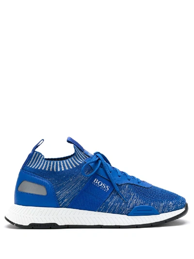 Hugo Boss Sock-style Low-top Sneakers In Blue