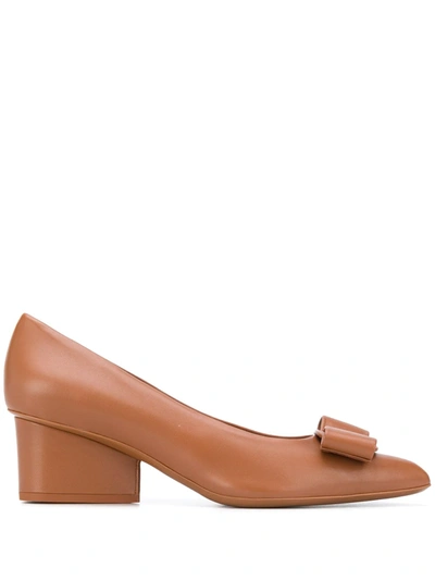 Ferragamo Viva Leather Pumps In Brown
