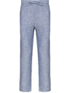 Frescobol Carioca Oscar Drawstring-waist Linen-blend Trousers In Blue