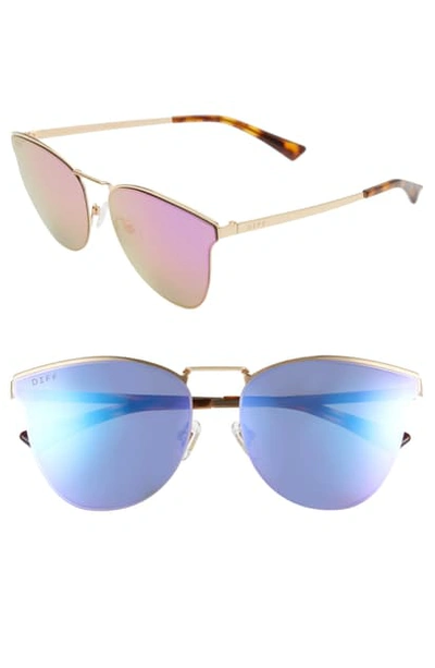 Diff Sadie 58mm Flat Front Sunglasses In Gold/ Purple