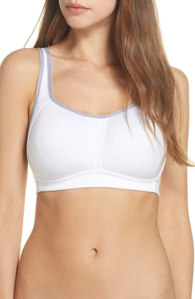 Wacoal Sport Contour Wirefree Sports Bra In White/ Lilac Gray