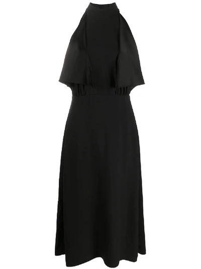 Prada Ruffled Halterneck Dress In Black