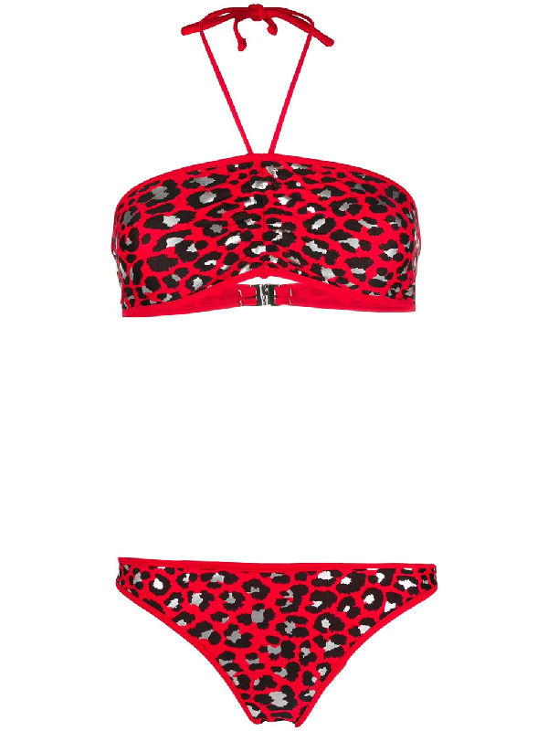 red and leopard print bikini