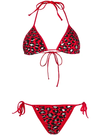 Zadig & Voltaire Leopard Print Bikini Set In Red