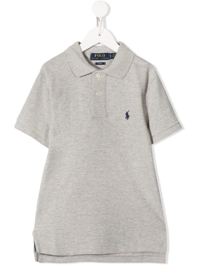 Ralph Lauren Kids' Embroidered Logo Polo Shirt In Grey