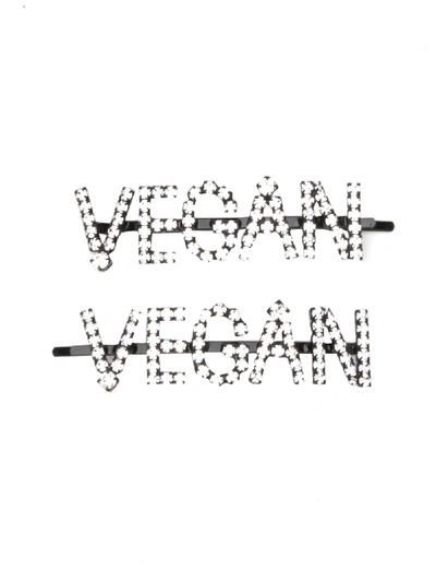 Ashley Williams Crystal-embellished 'vegan' Hair Slides In Black