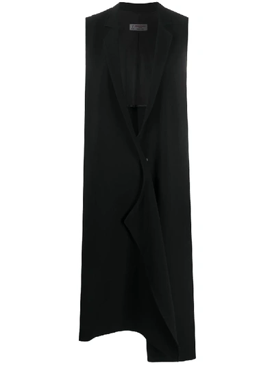 Alberto Biani Long Sleeveless Blazer In Black