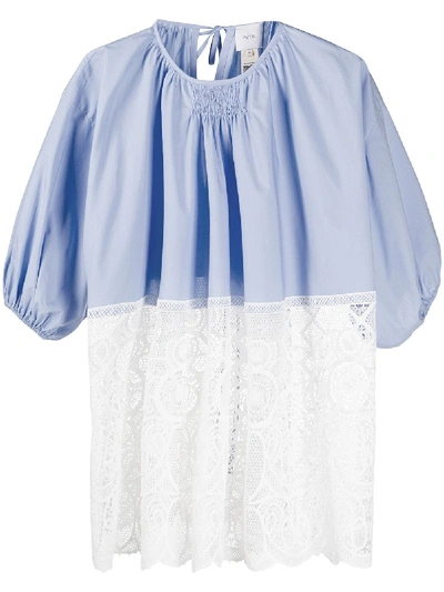 Patou Comunion Blouse With Lace In Blue
