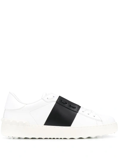 Valentino Garavani 20mm Open Leather Sneakers In White