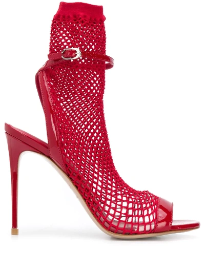 Le Silla Mesh 110mm Sandals In Red