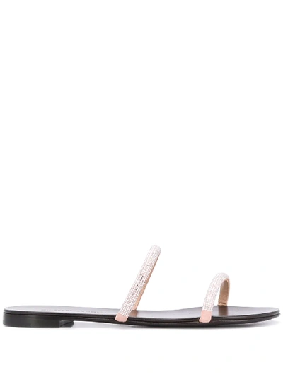 Giuseppe Zanotti Nuvoroll Crystal-embellished Leather Slides In Pink