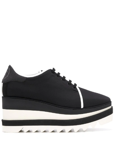 Stella Mccartney Lace-up Wedge Shoes In Black