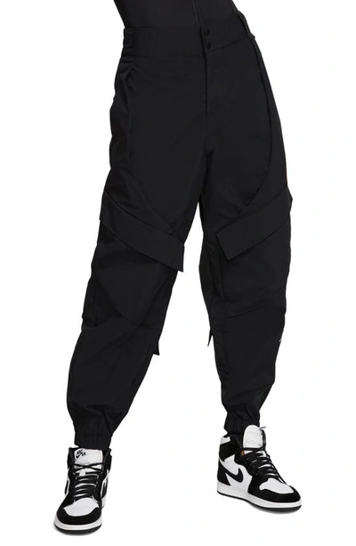 Nike Jordan Nylon Cargo Sweatpants In Black/ Black/ Black
