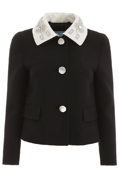 Prada Crystal-embellished Jacket In Black