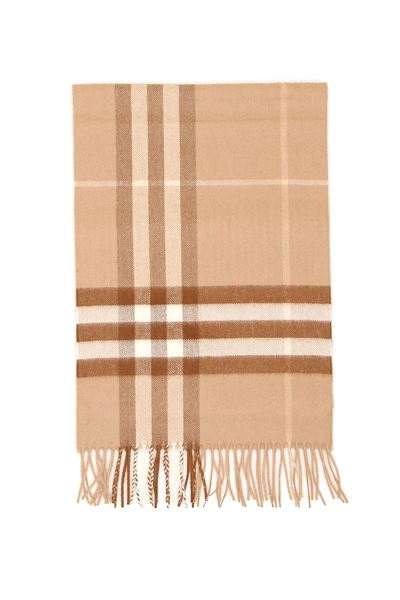 Burberry Giant Check Scarf In Mid Camel