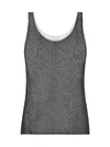 Saint Laurent Silver Lamé Jersey Tank Top In Noir