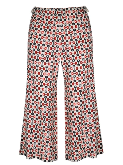 Gucci Printed Cropped Pants In Dark Ivory/red Prt