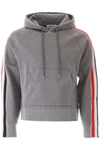 Thom Browne Interlock Rwb Stripe Hoodie In Med Grey (grey)