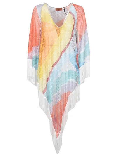 Missoni Frayed Hem Copricostume Top In Rainbow