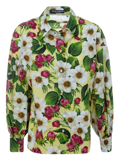 Dolce & Gabbana All-over Floral Printed Shirt In Roselline/giallo