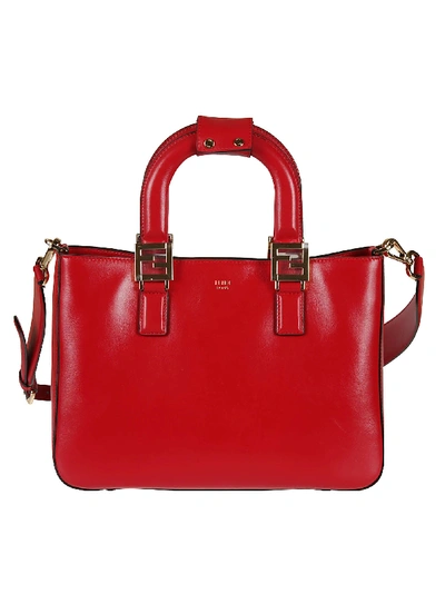 Fendi Ff Small Tote In Cardinal Red-os