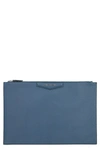 Givenchy Antigona Blue Leather Clutch In Oilblue