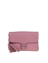 TORY BURCH MCGRAW FOLD-OVER SHOULDER BAG IN PINK LEATHER,11379248