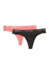 Calvin Klein Solid Thong - Pack Of 2 In Chl Ch/strawpk