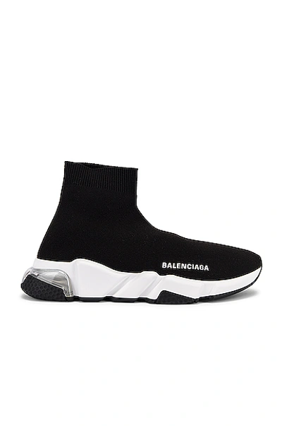 Balenciaga Kid's Two-tone Knit Sock Trainer Sneakers In Black