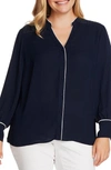 Vince Camuto Piped Button-up Shirt In Caviar