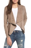 Blanknyc Faux Suede Drape Front Jacket In Mt Rushmore