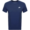 Nike Sportswear Club Logo-embroidered Cotton-jersey T-shirt In Navy