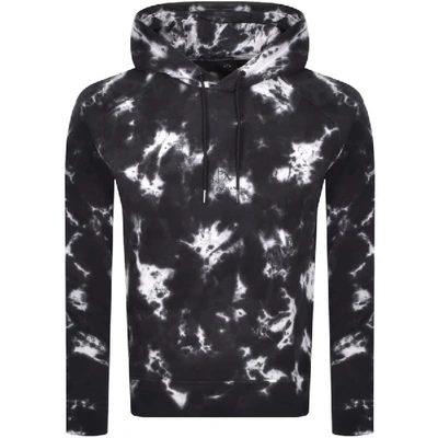 Armani Exchange Tie Dye Hoodie With Chest Logo In Black