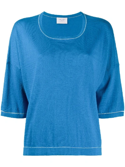 Snobby Sheep Long Sleeve Cashmere Knit Top In Blue