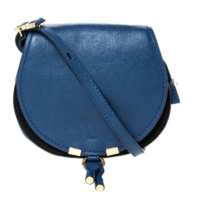Pre-owned Chloé Blue Leather Mini Marcie Crossbody Bag