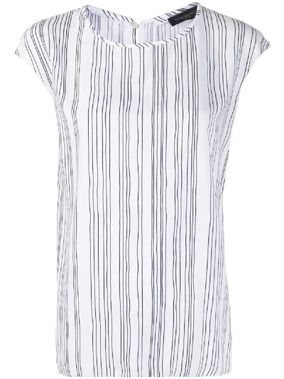 Piazza Sempione Striped-print Short-sleeved Blouse In White