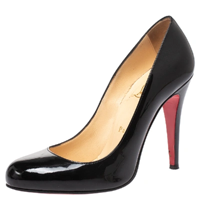 Pre-owned Christian Louboutin Black Patent Leather Simple Pumps Size 38
