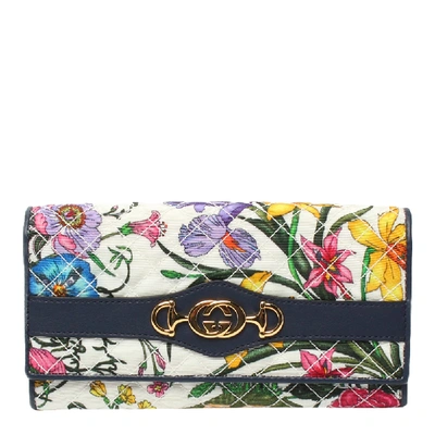 Pre-owned Gucci Multicolor Leather Floral Wallet