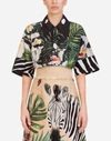 DOLCE & GABBANA OVERSIZED SHORT-SLEEVED SHIRT IN TWILL WITH JUNGLE PRINT