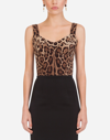 DOLCE & GABBANA LEOPARD-PRINT CHARMEUSE BUSTIER TOP