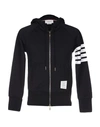Thom Browne 4-bar Zip-up Hooded Sweatshirt In Blue