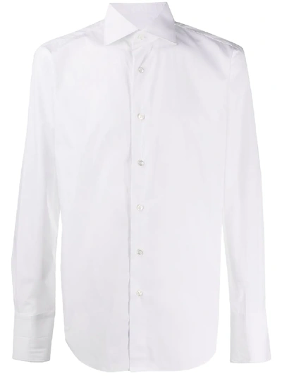 Brioni Long-sleeve Poplin Shirt In White