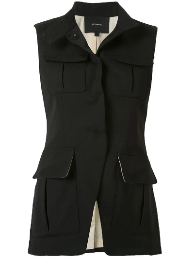Vera Wang Flap-pocket Waistcoat In Black