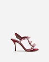 DOLCE & GABBANA BEJEWELED SATIN SANDALS WITH PEARL EMBROIDERY