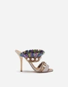 DOLCE & GABBANA MULES IN STRAW WITH BEJEWELED EMBROIDERY