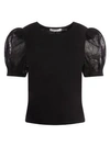 ALICE AND OLIVIA Posey Lace Puff-Sleeve Tee