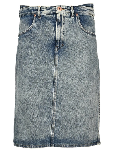 Maison Margiela Double Front Cotton Denim Skirt In Blue