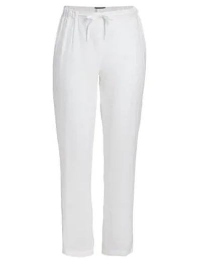 Marina Rinaldi Registro Linen Wide-leg Pants In White