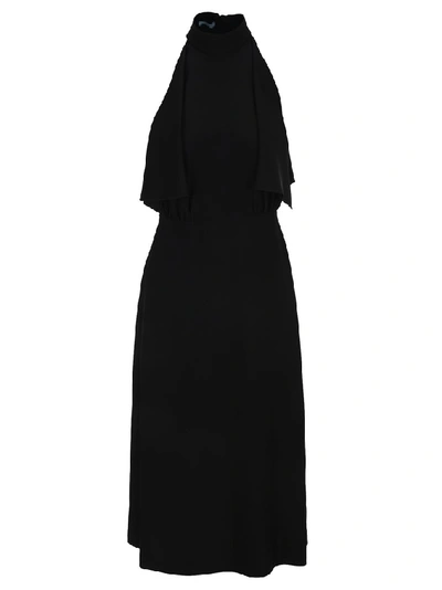 Prada Draped Sleeveless Midi Dress In Black